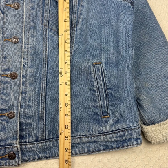 Levi's Denim Trucker Jacket Womens Plus 1X Blue Sherpa Quilted Button Front Chic - Picture 8 of 16